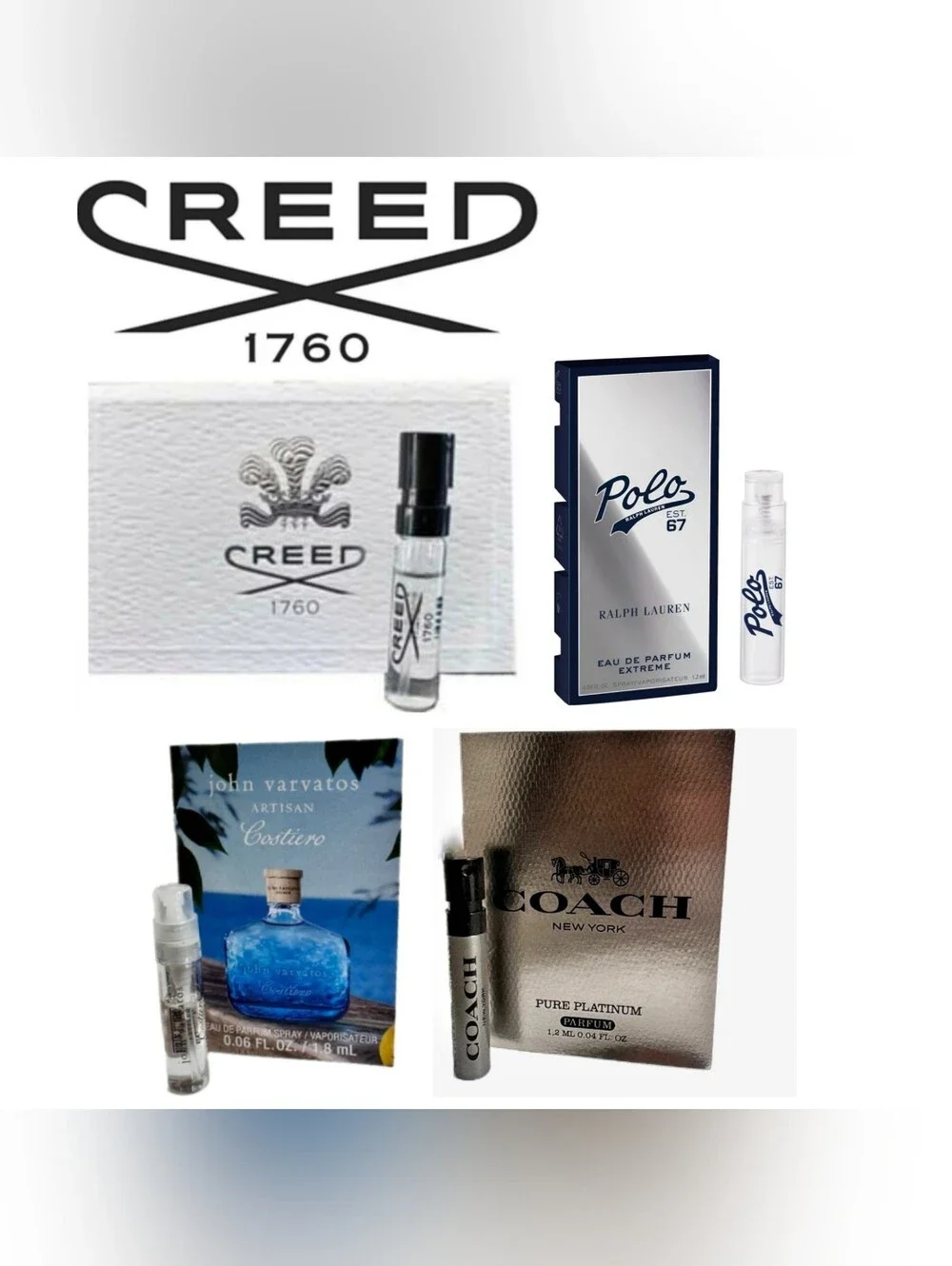 Creed, Ralph Lauren, Coach, John Varvatos. Lot Samples